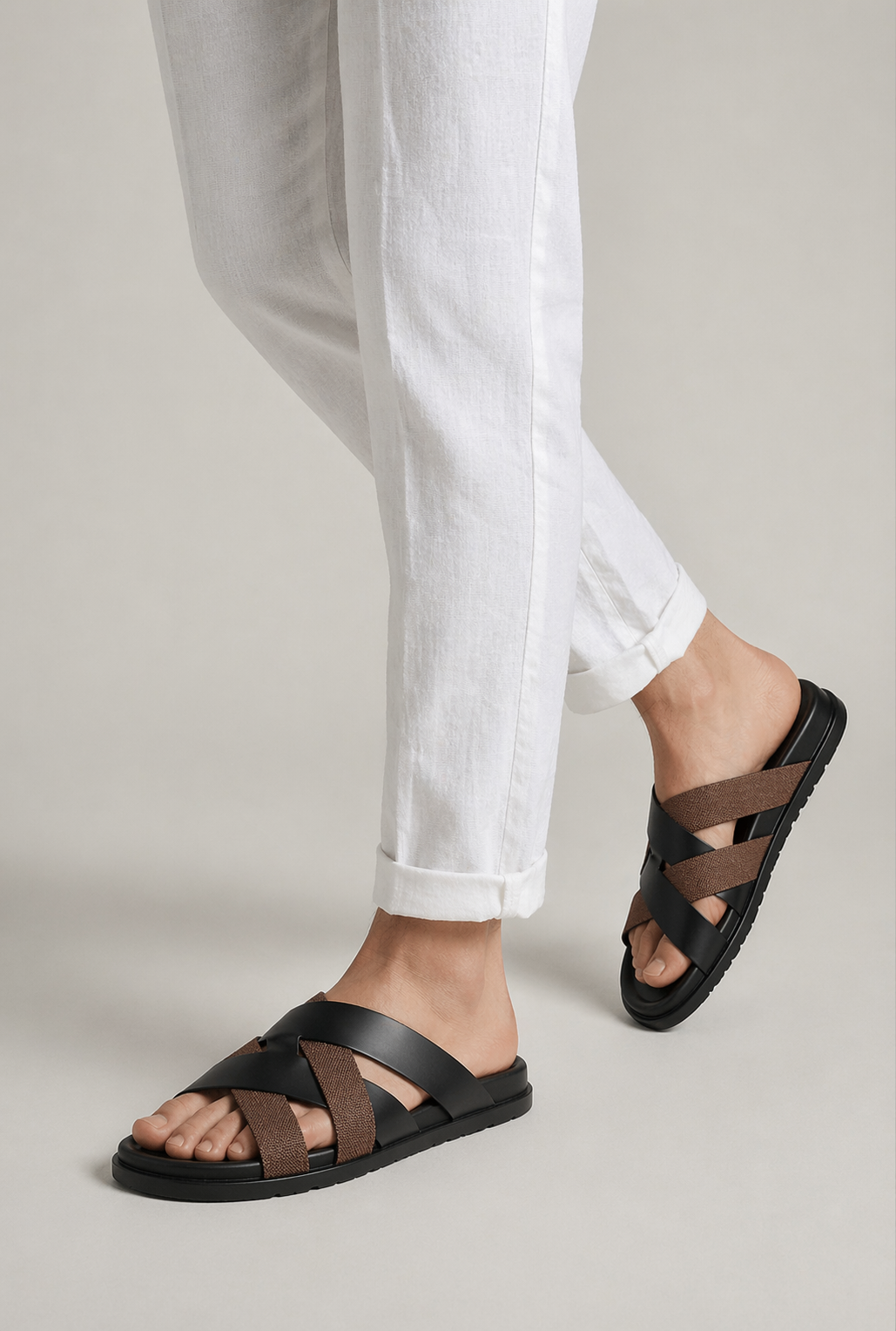 Palermo Leather Sandal Black Brown