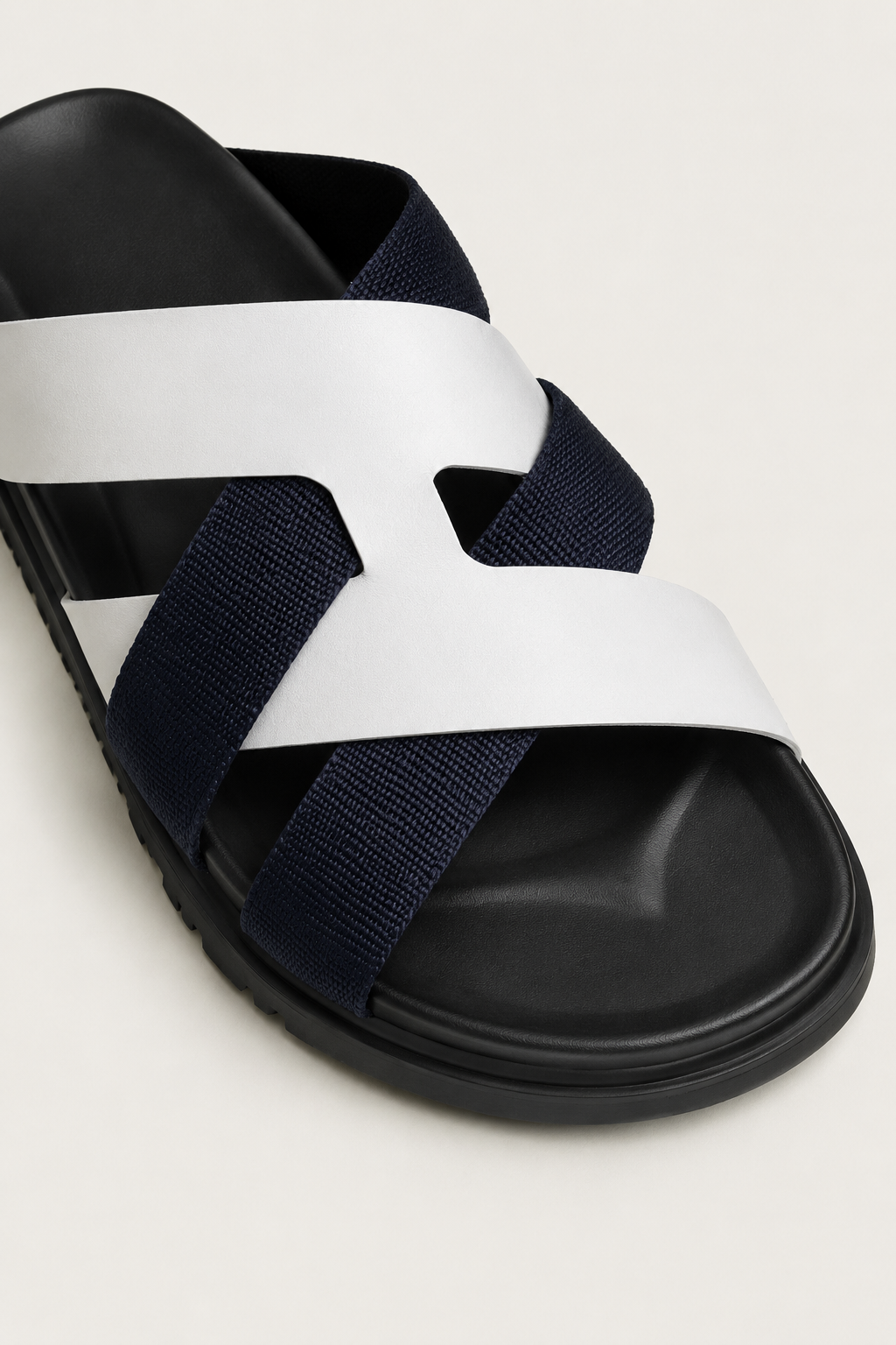 Palermo Leather Sandal White Navy