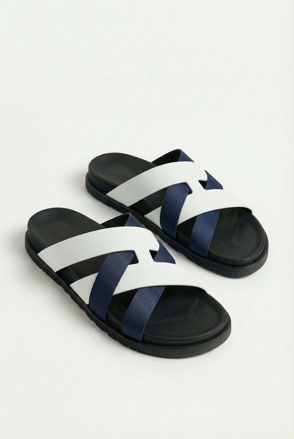 Palermo Leather Sandal White Navy