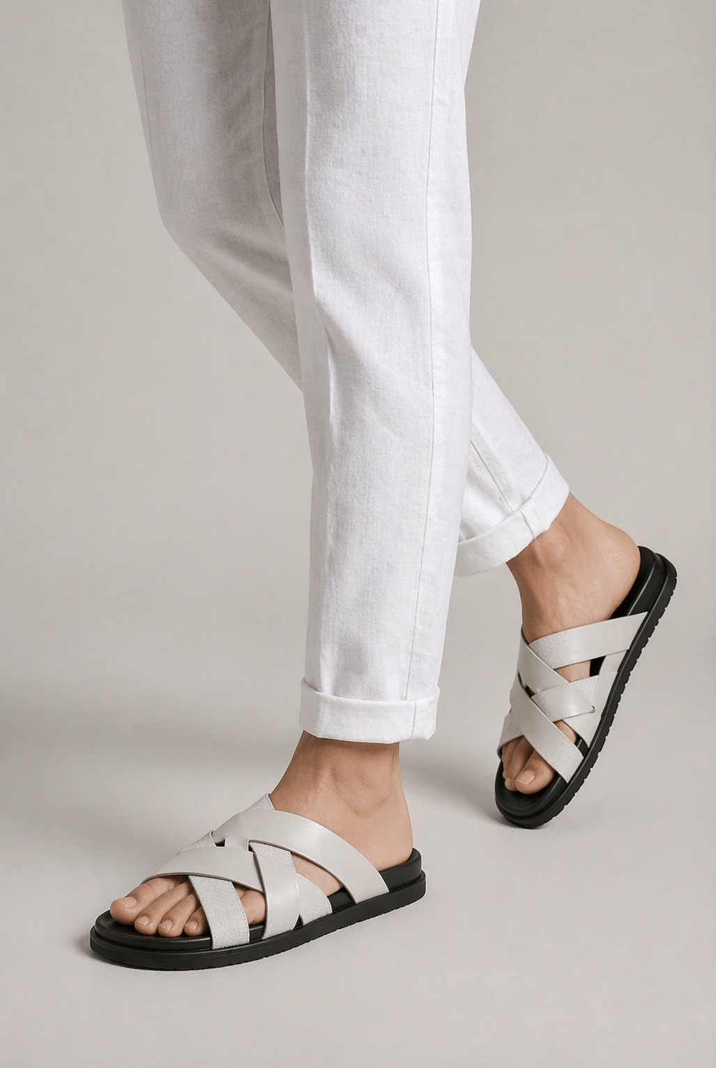 Palermo Leather Sandal Light Gray