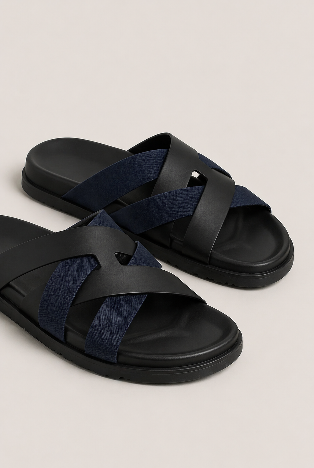 Palermo Leather Sandal Navy Black