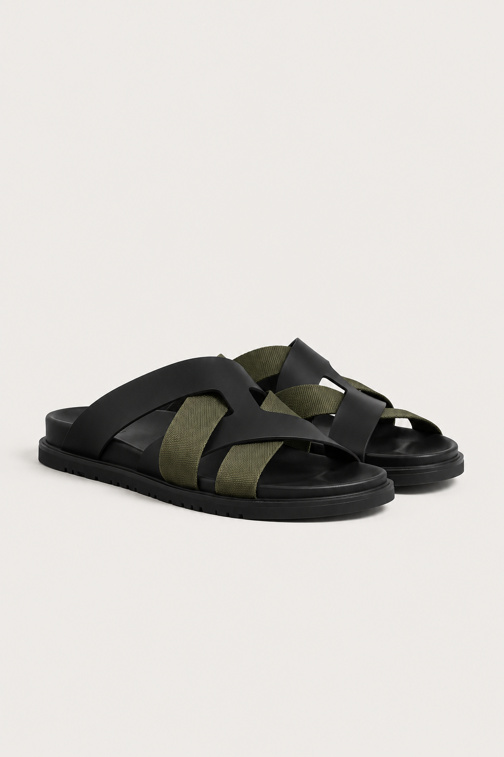 Palermo Leather Sandal Olive Black